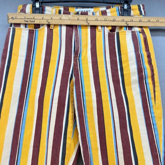 Frame Women's Le High Straight Jeans Size 28 (6) Painterly Stripe Streetwear - Picture 2 of 14